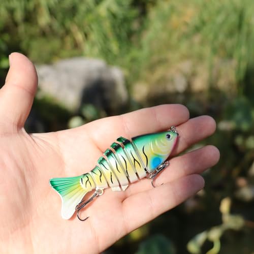 EXAURAFELIS Multi Jointed Swimbaits Fishing Lures for Bass Trout Perch Slow Sinking Lifelike Fishing Lure Kit Swimming Lures Freshwater Saltwater Tackle Box - color: ColorB - 7segment multi-jointed Swimbaits - 4 inch