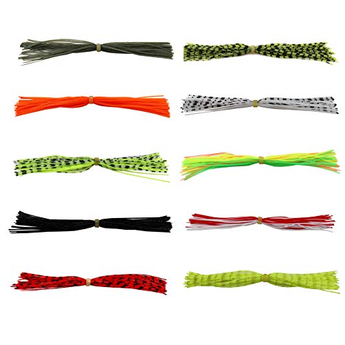 Silicone Jig Skirts Material Squid Rubber Jig Head Lures Spinnerbaits Buzzbaits Fly Fishing Material Crystal Flash bass jig Skirts Replacement Fishing DIY Accessory - color: 10 Bundles