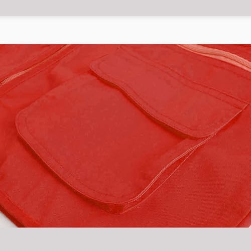 Unisex Men's Women's Lightweight Fishing Tank Vest Casual Outdoor Hiking Travel Cargo Jacket Waistcoat Multi Pockets - color: Red, size: Medium