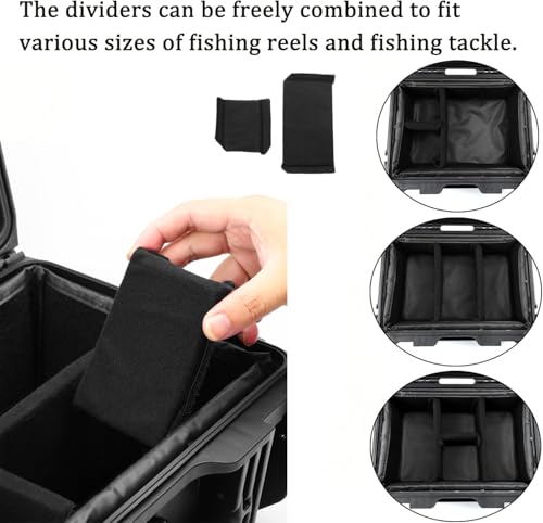 Fishing Reels Storage Case 15 Inches,Heavy Duty Waterproof Fishing Wheel Protective Hard Case, Tackle Collection Holder Box, 9pcs Adjustable Shockproof Dividers (Yellow with mesh bag) - color: Yellow with mesh bag