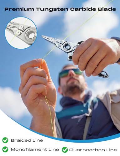HOOK-EZE Anti-Twist Fishing Pliers with Multi-Function Design, 7.1" Saltwater 17-4 Stainless Steel Fishing Gear with G10 Handles, Split Ring Pliers, Fish Hook Remover Tool - Black/White - color: Black/White
