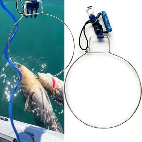 Stringer with Heavy Duty Retractable Spring Hook and Fast Release Clip for Saltwater Fishing Stainless Steel Fish Stringer - color: Blue