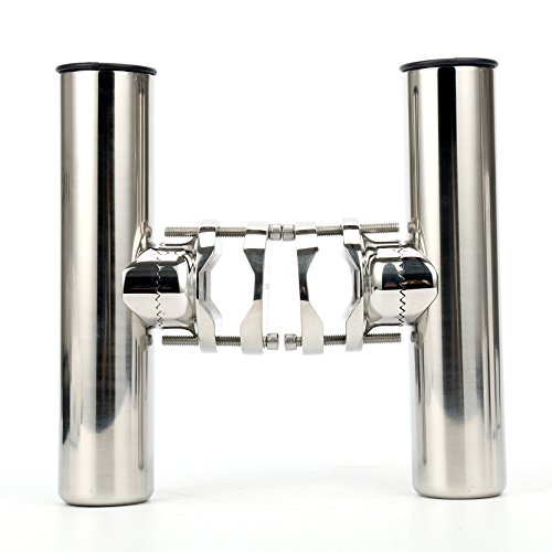 Amarine Made (2x) Stainless Rail Mount Clamp on Fishing Rod Holder for Rails 1-1/4" to 2"