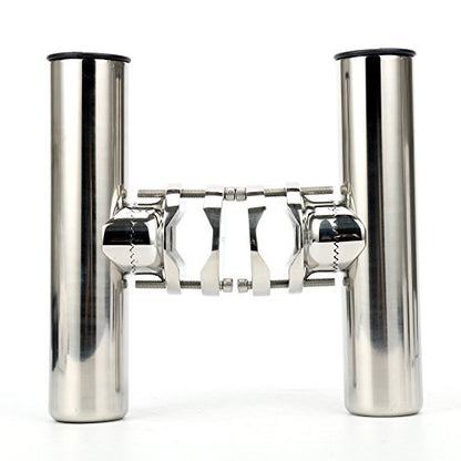 Amarine Made (2x) Stainless Rail Mount Clamp on Fishing Rod Holder for Rails 1-1/4" to 2"