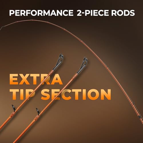 KastKing Lethal Blaze Twin-tip Fishing Rod and Reel Combo, Spinning & Baitcaster Combo, Flame Pattern Design, IM6 Graphite 2Pc Rod with Backup Tip Section, Stainless-Steel Guides, EVA Handle - style: Cast-6'10" Mh- Left Handed (2pcs+extra Tip)
