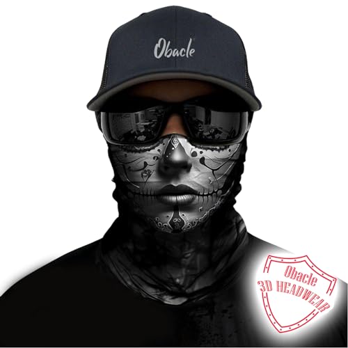 Obacle Skull Face Mask for Women Dust Wind Sun Protection Rave Festival Riding - color: Women Gray Face Nose Lips
