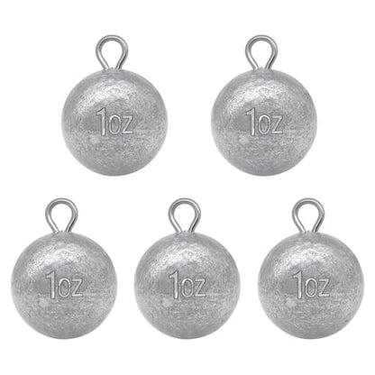 5 Pcs Fishing Round Sinker Cannonball Lead Weights Assortment Egg Drop Bass Weights Saltwater Freshwater Casting 1-5oz - size: 1oz - 5pcs