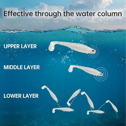 MAFIMOEA 40/30/25Pcs Paddle Tail Swim Baits Lures Fishing Soft Plastic Lure Kit for Bass Trout Walleye Crappie 6.5cm 7.5cm 10.5cm - color: Blue, size: 3.15IN/8CM - 30PCS