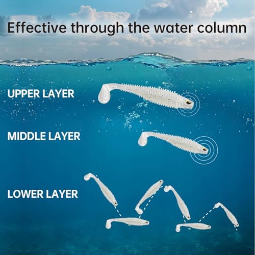 MAFIMOEA 40/30/25Pcs Paddle Tail Swim Baits Lures Fishing Soft Plastic Lure Kit for Bass Trout Walleye Crappie 6.5cm 7.5cm 10.5cm - color: Blue, size: 2.55IN/6.5CM - 40PCS