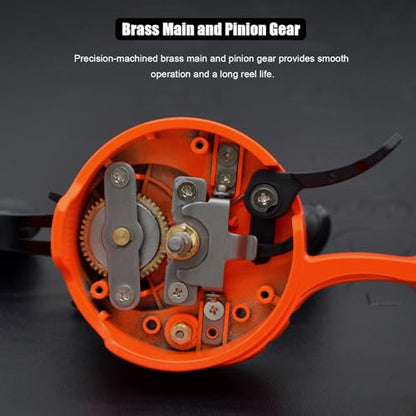 Inline Ice Fishing Reel, Lightweight Graphite Body and Spool, Instant Anti-Reverse, 2.5:1 Gear Ratio, Sensitive Trigger System for One-Handed Operation, Hardwater Fishing for Beginners - color: Glacier Orange - Right Hand
