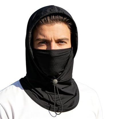 Cooling Balaclava Face Mask Sun UV Protection Hood Full Head Mask Face Cover with Breathable Holes for Cycling Fishing - color: Black