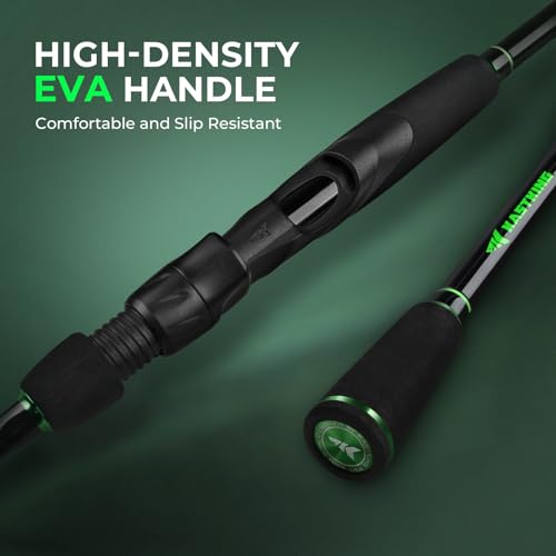 KastKing Zephyr Dual Tip Fishing Rod, Lightweight KastFlex IM6 Graphite Spinning & Casting Rod with Zirconium Oxide Ring Guides, Hook Keeper, EVA Grip, PTS Power Transition System - size: 6'8"-M/MH-Fast(2 Pcs+ Extra Tip), style: Spinning