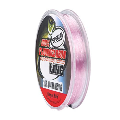ANGRYFISH 100% Pure Fluorocarbon Fishing Line, Clear/Pink Leader Line | 2-30LB, High Strength, Abrasion-Resistant, Fast-Sinking, Virtually Invisible - Saltwater and Freshwater - color: Pink, size: 3LB/0.148MM-165YD