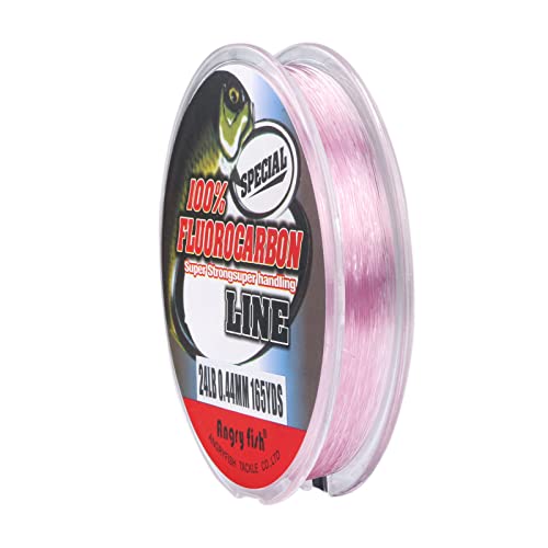 ANGRYFISH 100% Pure Fluorocarbon Fishing Line, Clear/Pink Leader Line | 2-30LB, High Strength, Abrasion-Resistant, Fast-Sinking, Virtually Invisible - Saltwater and Freshwater - color: Pink, size: 19LB/0.370MM-55YD
