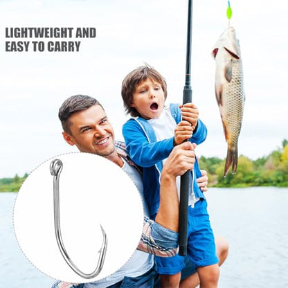 PartyKindom 50Pcs Offset Octopus Fishing Hooks Stainless Steel Long Shank Barbed Hooks Saltwater and Freshwater Bass Fishing Terminal Tackle