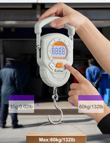 Fish Scale, Max 130lbs Fishing Scale,Multi-Mode Pound/Ounces & Kilograms,LCD Display - style: White USB