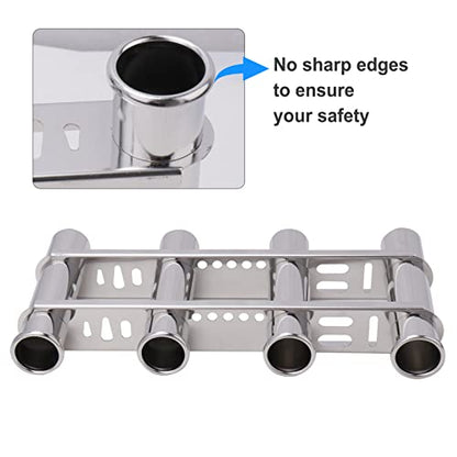 Fishing Rod Holder for Boat, Vertical Wall Mounted Fishing Rod Rack, Stainless Steel Rod Holder for Marine Boat,Fishing Boat, Truck (4 Tubes Upgrade) - color: 4 Tubes Upgrade