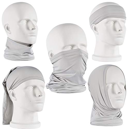 UV Face Cover Neck Gaiter Mask Dust Protection Magic Scarf Wind Bandana Balaclava for Summer Running Fishing 4 PCS - color: 2 Black + 2 Grey