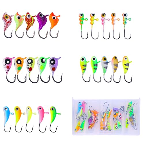 Ice Fishing Jigs Kit Essential Ice Fishing Lures for Beginners to Hook Big Fish and Reel in The Fun! - color: A25Pcs
