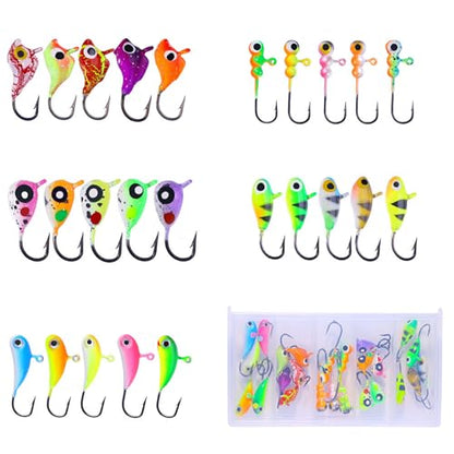 Ice Fishing Jigs Kit Essential Ice Fishing Lures for Beginners to Hook Big Fish and Reel in The Fun! - color: A25Pcs