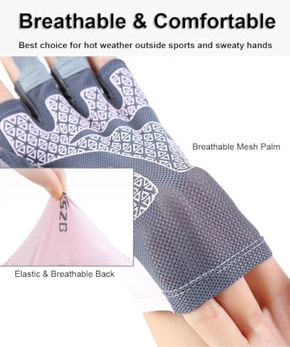 SUJAYU Fingerless UV Protection Gloves - Men & Women's Fishing, Driving, Sailing, Kayak, Paddling & Rowing Gloves - color: Pink, size: Large