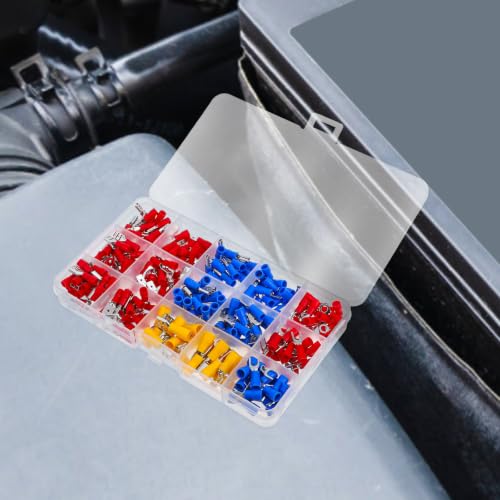 280pcs Spade Wire Crimp Terminal Kit Assorted Electrical Connectors for Professional Home Use, Easy to Install, Dependable Connections, Iron and Plastic Material, for Wiring