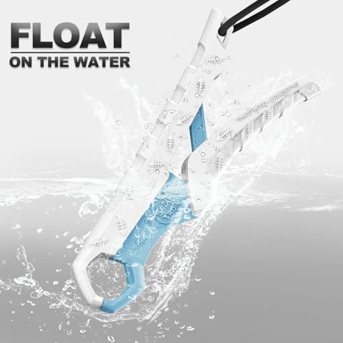 SNAIL TRAIL 7.5'' Floating Fish Gripper, Fishing Grabber | Catfish Mouth Pliers, Caught Bass Holder, Fish Scale Hook Clamp, Saltwater Lip Grip Tool with Lanyard, Gifts for Men - color: White-blue