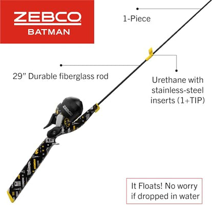 Zebco Youth Floating Spincast Reel and Fishing Rod Combo, Pre-Spooled with 6-Pound Cajun Line - color: Black/Yellow/Gray