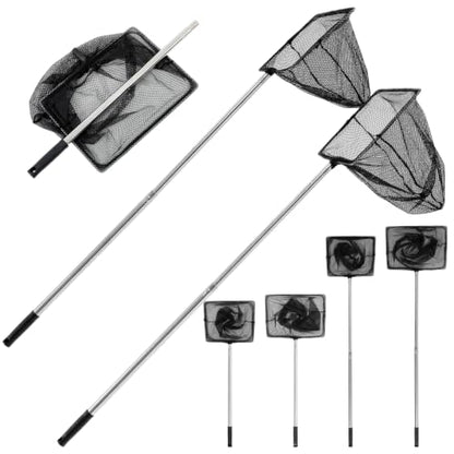 4 Pack Telescopic Fishing Net with Extendable Handle, 26.4–41.3 Inch Portable Landing Net Stainless Steel Pole Anti-Slip Grip Nylon Mesh for Freshwater & Outdoor Fishing