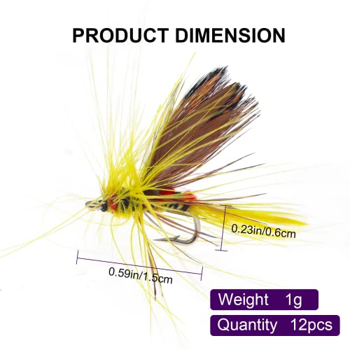Fly Fishing Poppers Fly Fishing Dry Flies Topwater Fishing Lures Bass Popper Flies Bugs Lures Panfish Bait Fly Trout Bobber Flies Kit for Bass Trout Panfish Bluegill Salmon - color: B: 12pcs Fly Fishing Flies Kit