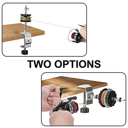 Fishing Portable Table Mount Line Spooler for Fising Spinning and Baitcasting Reels Adding Line，Fishing Line Spool Holder with Calmp and Tensioner -Winder & Spooling Accessories-C