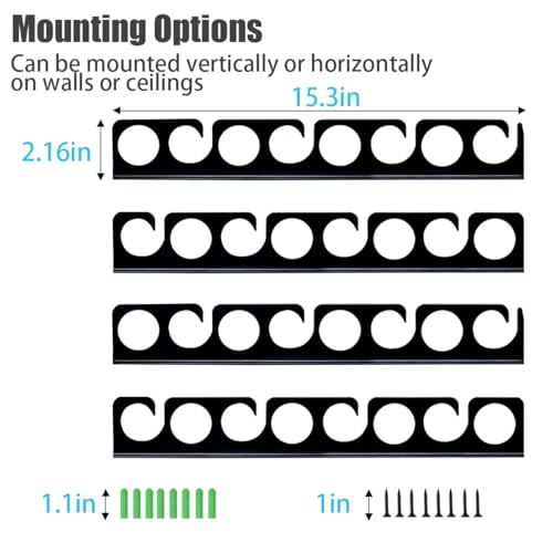 Wall or Ceiling Fishing Rod Storage Rack Vertical Horizontal Holder with 16 Capacity Fishing Rods Reels Mounted Roof Carrier Hooks Hanger for Garage Cabin and Basement Gear Accessories - style: Store 16 Rods