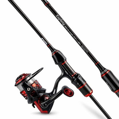 Eupheng Echolite Ultralight Spinning Rod and Reel Combo, IM8 Graphite Fast Action Trout Bass Gear, Portable Travel Setup with 5.2:1 9+1 BB CNC Aluminum Spool - size: 6'6''
