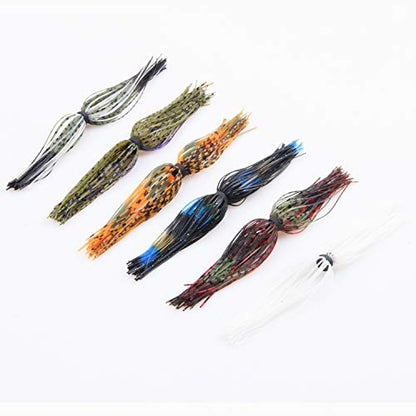 Silicone Jig Skirts Fishing Lures 50 Strands Bass Fishing Jigs Spinnerbait Skirts Replacement Kit Squid Jig Spinner Bait DIY Fishing Lures 12/24 Bundles - size: Type B-24 bundles
