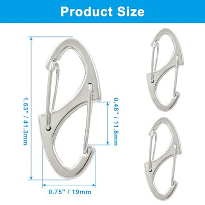 20 Pieces S Spring Snap Hook, Keychain Hook Metal Carabiner Clip, Double Snap Hook for Camping Fishing Hiking Outdoor Sports - style: 1.6"-Silver