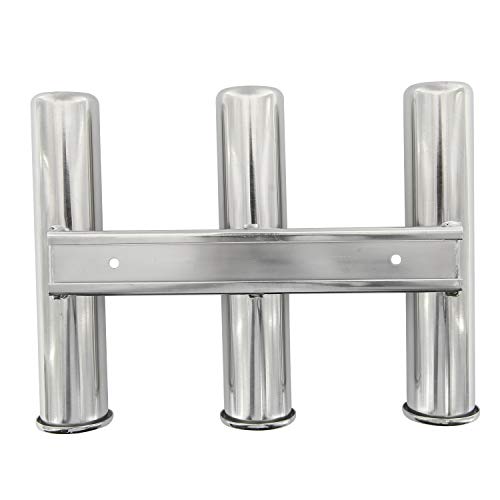 DasMarine 2 Pack 316 Stainless Steel Wall Side Mounted Rod Holder 3 Rod Rack Fishing Rod Pod for Marine Yacht RV