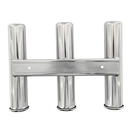 DasMarine 2 Pack 316 Stainless Steel Wall Side Mounted Rod Holder 3 Rod Rack Fishing Rod Pod for Marine Yacht RV