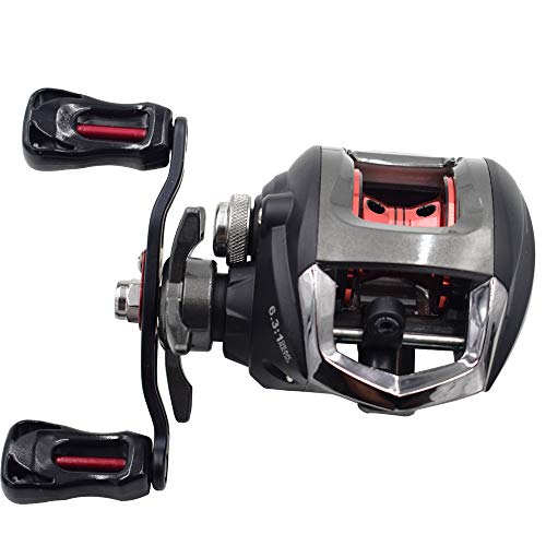 Diwa Baitcasting Fishing Reels Saltwater Freshwater Spincasting Reels Carbon Fiber Drag 18 LBS 12 + 1 Shielded Stainless Steel Ball Bearings Baitcasters Spool Sport Baitcast Reel - style: Right