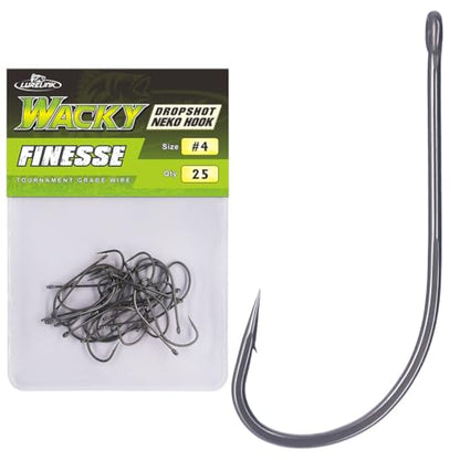 Drop Shot Hooks Wacky Rig Neko Bass Fishing Finesse Worm Size 2/0~#4 25Pack Bulk - size: Size 4 Pack of 25