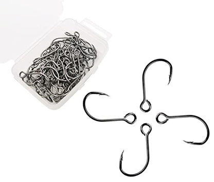 Inline Single Hook for Fishing Lure: 50pcs/Box Large Eye Fishing Hooks for Fishing Spoon Topwater Popper Treble Hook Replacement Size 3/0 2/0 1/0 1# 2# 4# 6# 8# - size: 3/0