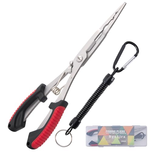 Saltwater Fishing Pliers - Stainless Steel Needle Nose Pliers, Hook Remover & Line Cutter with Non-Slip Handle, Fishing Tool for Freshwater & Saltwater