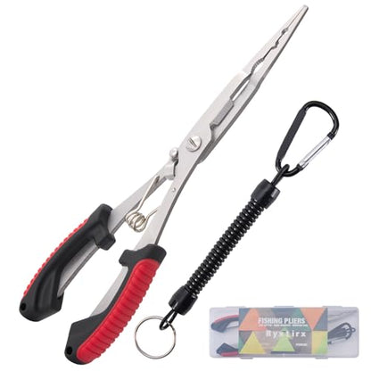 Saltwater Fishing Pliers - Stainless Steel Needle Nose Pliers, Hook Remover & Line Cutter with Non-Slip Handle, Fishing Tool for Freshwater & Saltwater