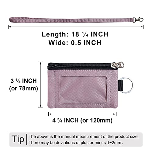 CHENSPRX Minimalist RFID Blocking Small Wallet with ID Window,WaterResistant Zip Id Case Wallet with Lanyard Keychain for Cards,Cash,Travel,Women,Men - color: LightPurple