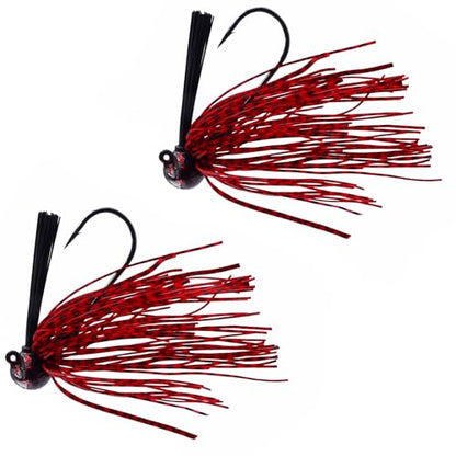 Dr.Fish 2 Pack Weedless Bass Fishing Jigs 1/8oz-1oz Football Jigs Bass Hook Lures Freshwater Ball Head Pitching Flipping Fitness Punching - color: Hot Craw, size: 3/8oz