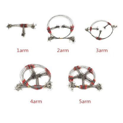 Senyu Wire Trace Leader Rig Stainless Steel 1-5 Arms Fishing Rigs with Snap,High-Strength Fishing Leaders Saltwater-Perch Rigs for Fishing - color: Arm Length 2.7inch, style: 5 Arm Leader