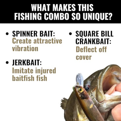 LUNKERHUNT Deep Diving Crankbaits – 4-Pack | Premium Hard Bait Fishing Lures for Bass, Walleye & Saltwater | Ideal for Deep Water Action - color: 4-Pack Mid Water