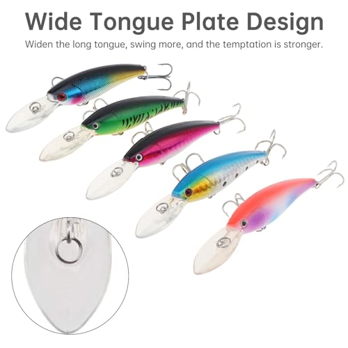 5pcs Fishing Lures Crankbaits, Fishing Hard Baits Swimbaits Minnow Bass Topwater Lures for Trout Bass Perch