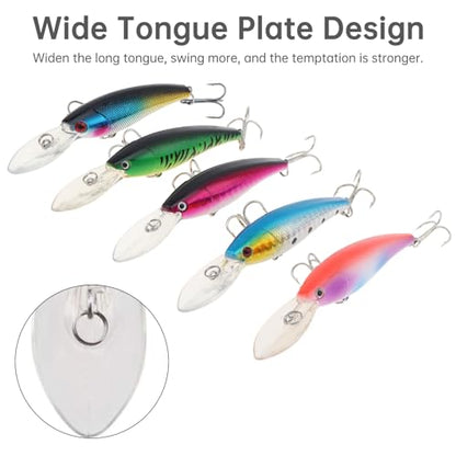 5pcs Fishing Lures Crankbaits, Fishing Hard Baits Swimbaits Minnow Bass Topwater Lures for Trout Bass Perch