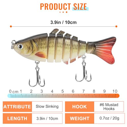 Swimmax for Saltwater and Freshwater, Realistic Fishing Lures for Bass Trout Crappie Walleye Pike Bluegill Salmon, Swimbait for Bass Fishing, Amazing Fishing Gear Gifts for Family