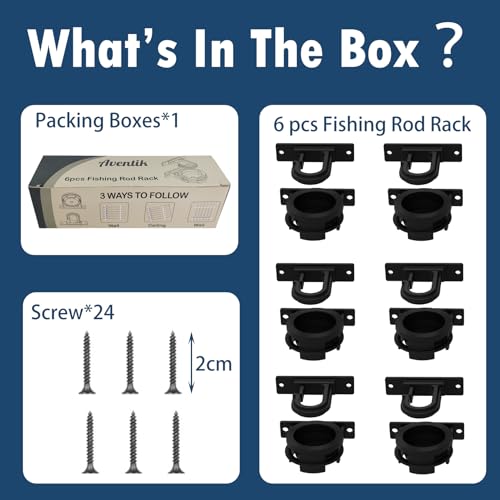 Aventik Ceiling Fishing Rod Holder for Garage Wall Mount Ceiling 4/6 Set Fishing Pole Holders Vertical/Horizontal Roof Rack Garage Door Slide Fishing Rod Rack